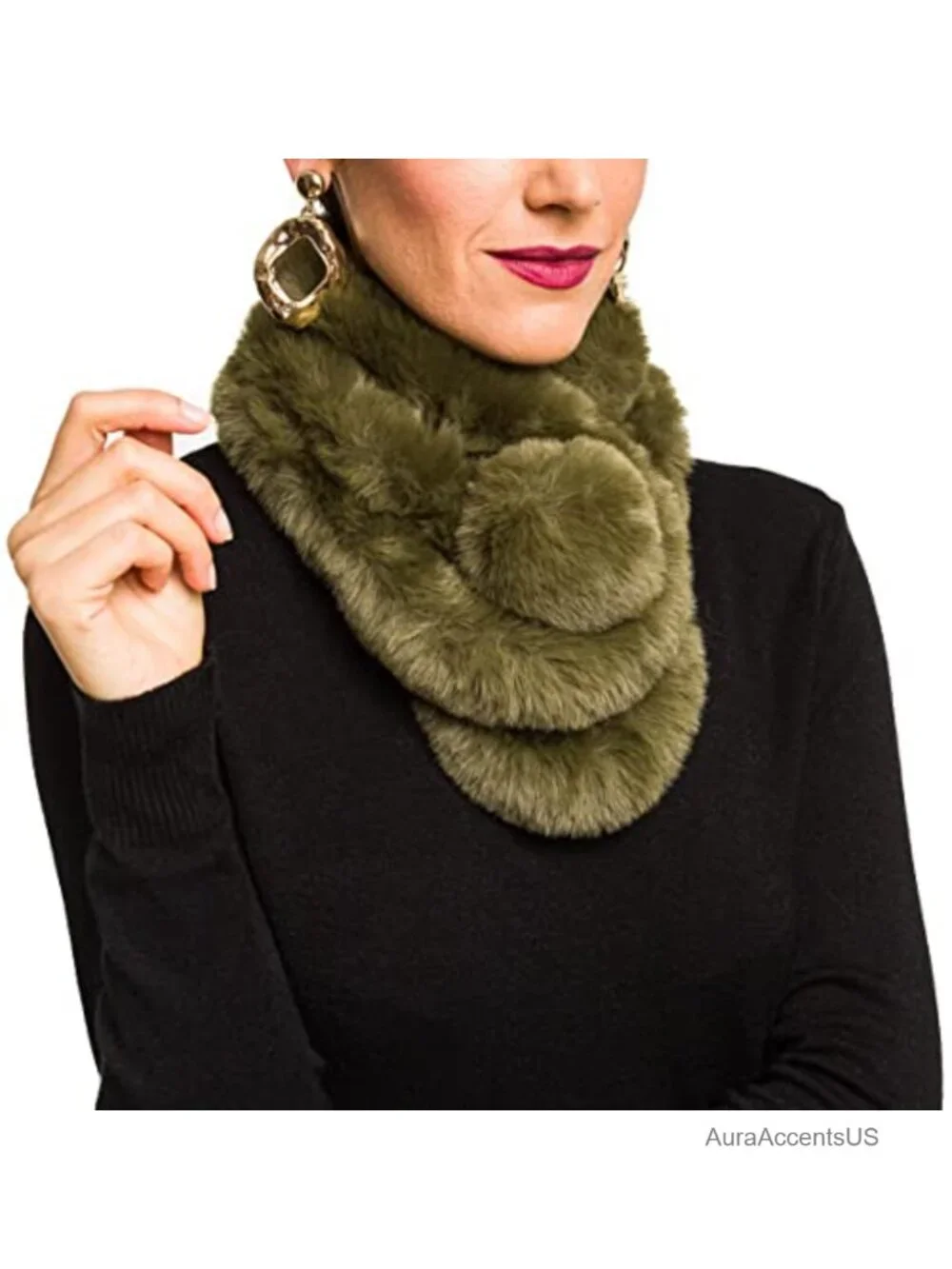 Faux Fur Scarf for Women Wraps Neck Shrug Winter Coat Accessory
